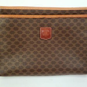 [SOLD] Vintage Celine Macadam Brown Canvas & Leather Clutch